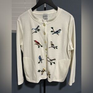Vintage Bon Worth Embroidered Birds Cardigan Sweater